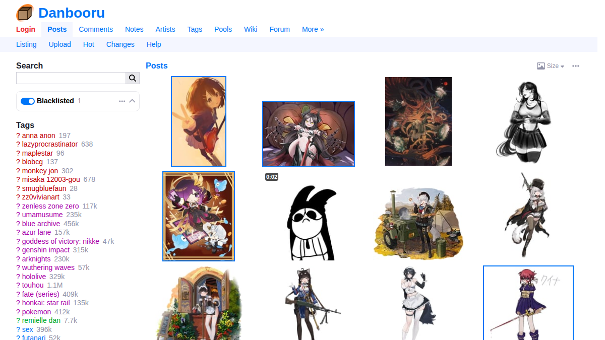 Danbooru Prévia do site