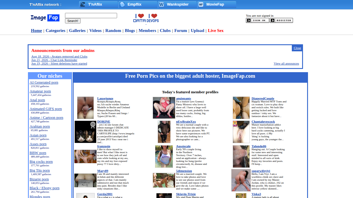 ImageFap Prévia do site