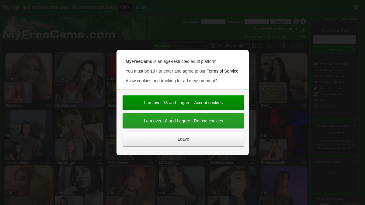 MyFreeCams Prévia do site