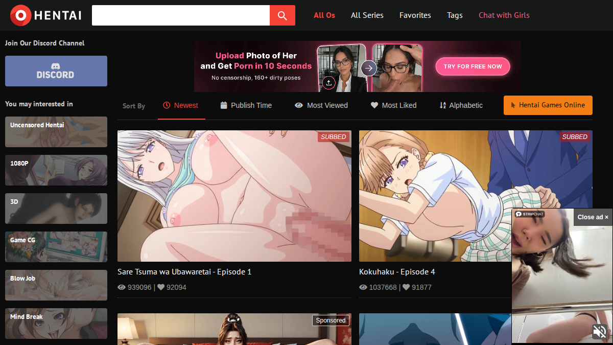 Ohentai Prévia do site