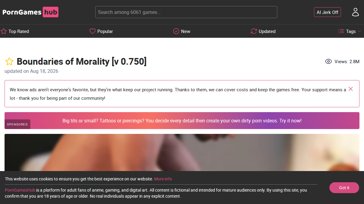 PornGamesHub Prévia do site