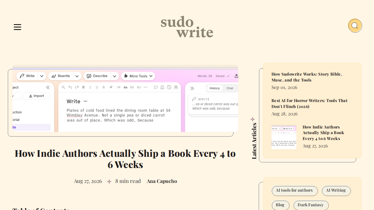 SudoWrite Prévia do site